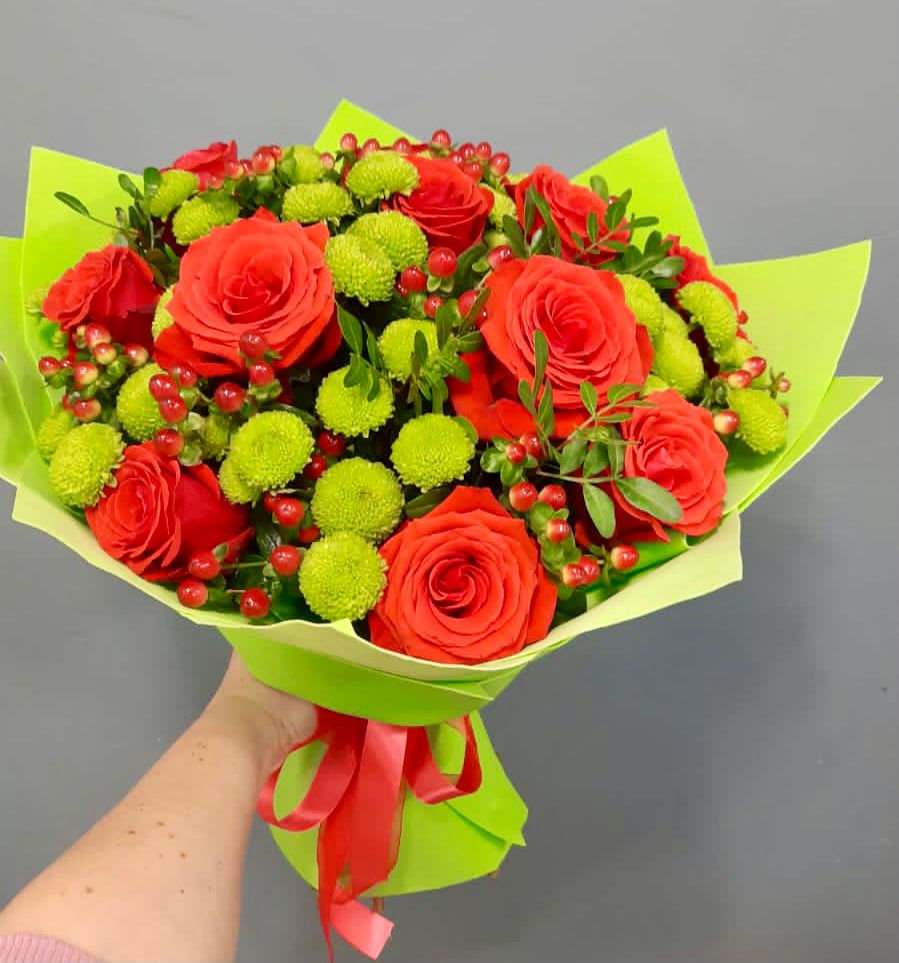 Букет цветов из: Хризантемы и Розы в Кыштовке