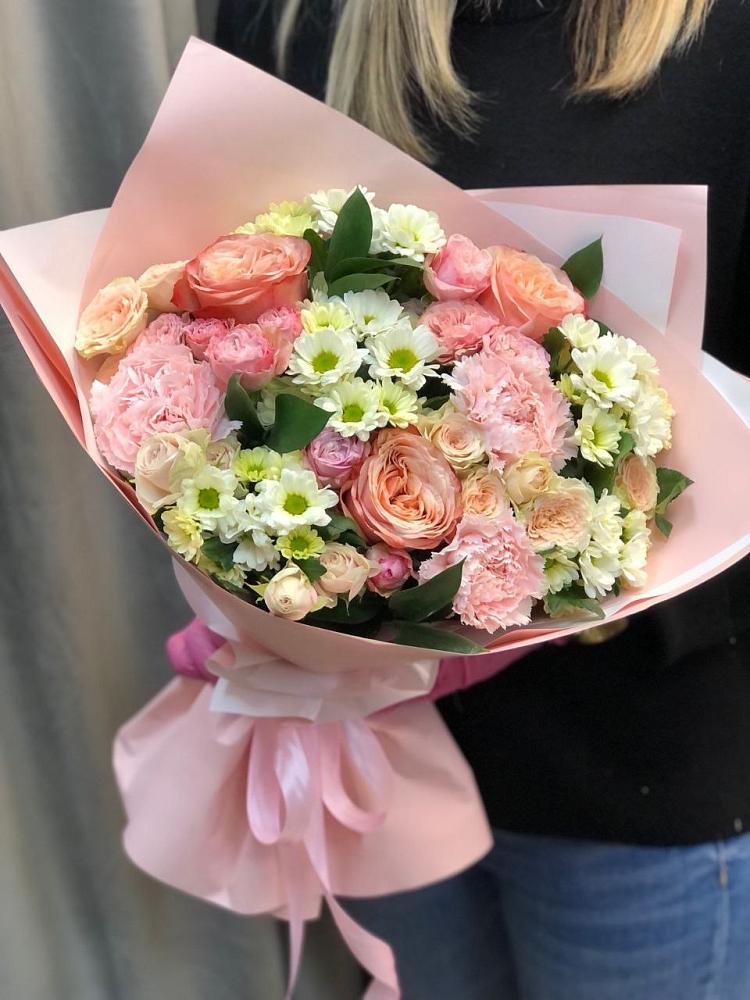 Букет цветов из: Гвоздики, Розы и Хризантемы в Кыштовке