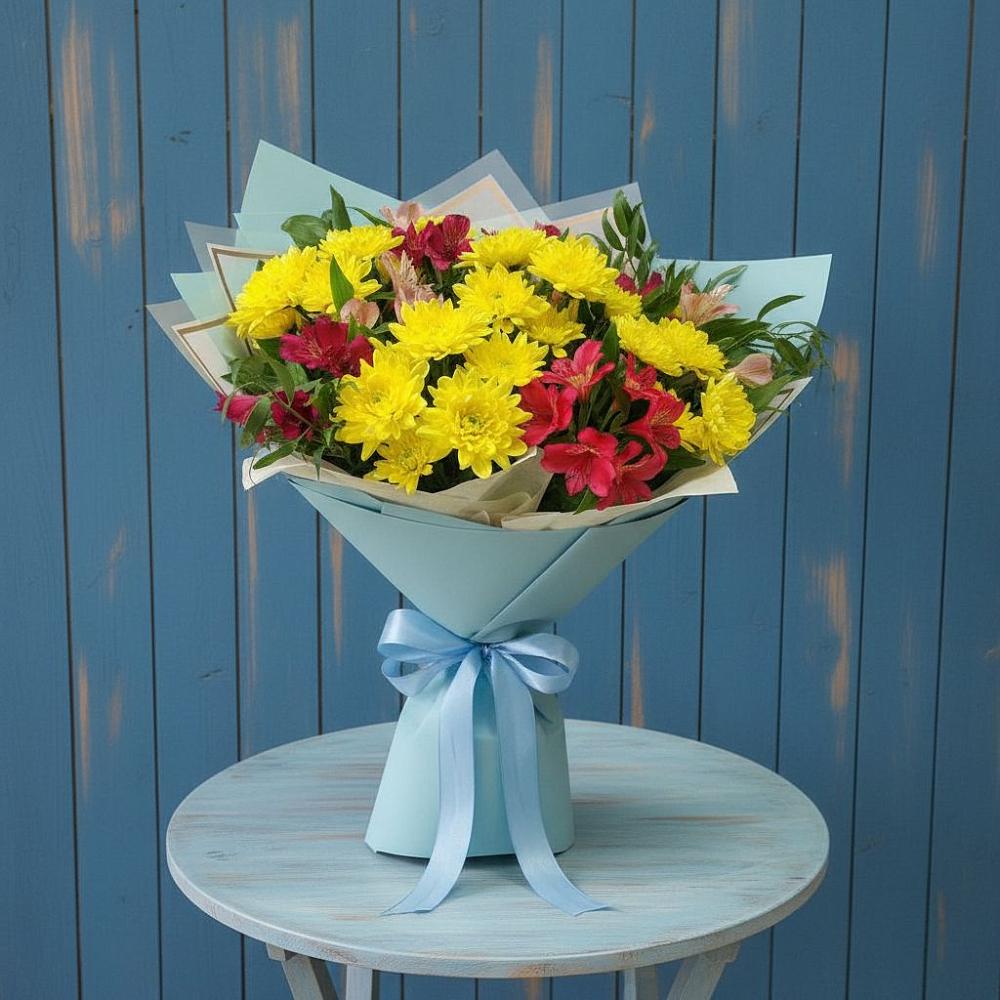 Букет цветов из: Альстромерии и Хризантемы в Кыштовке
