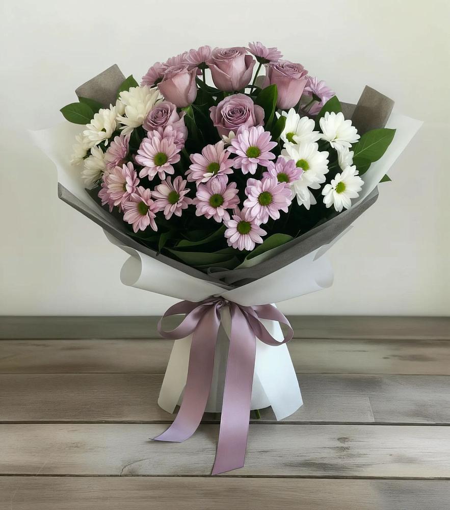 Букет цветов из: Хризантемы и Розы в Кыштовке