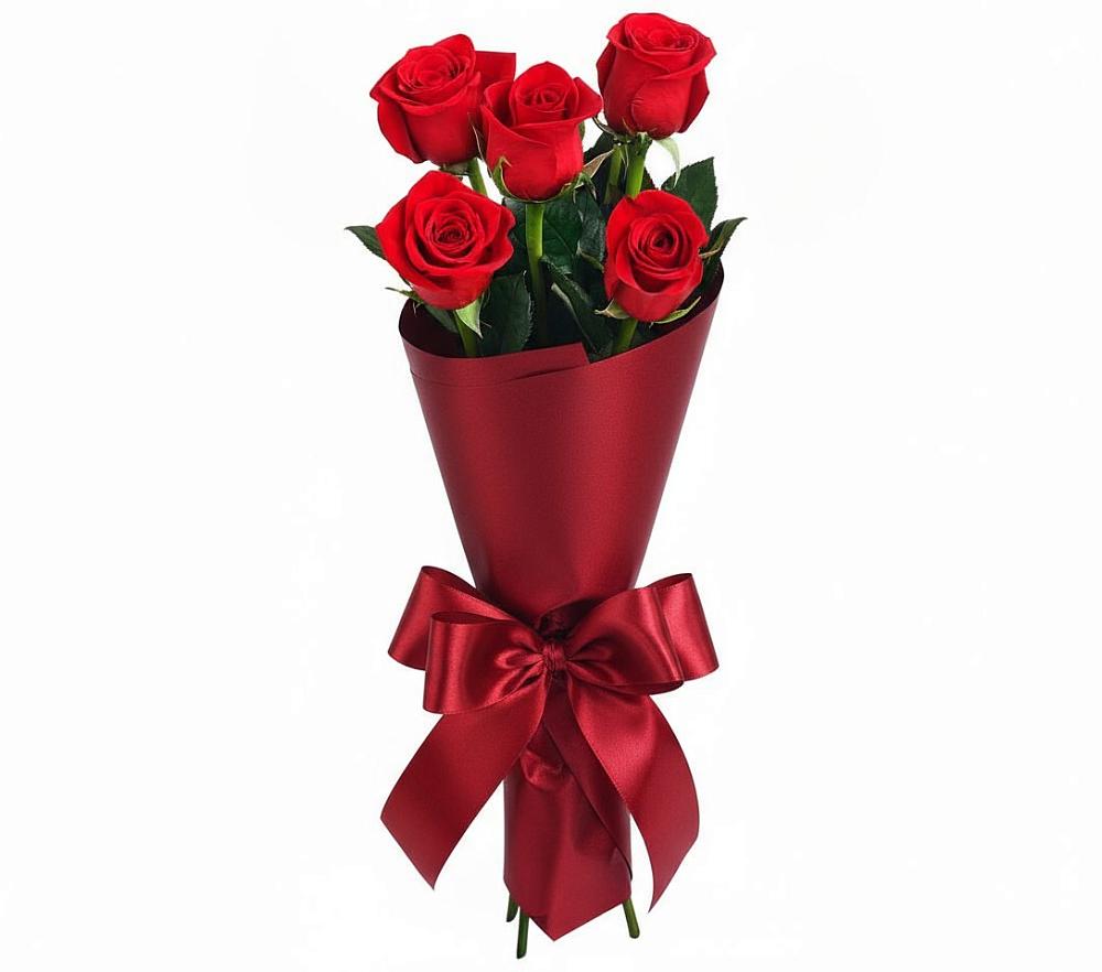 Букет 5 Красных роз Эдлесс Лав в Кыштовке