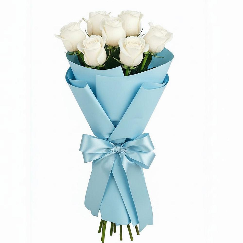 Букет 7 белых роз Проуд в Кыштовке