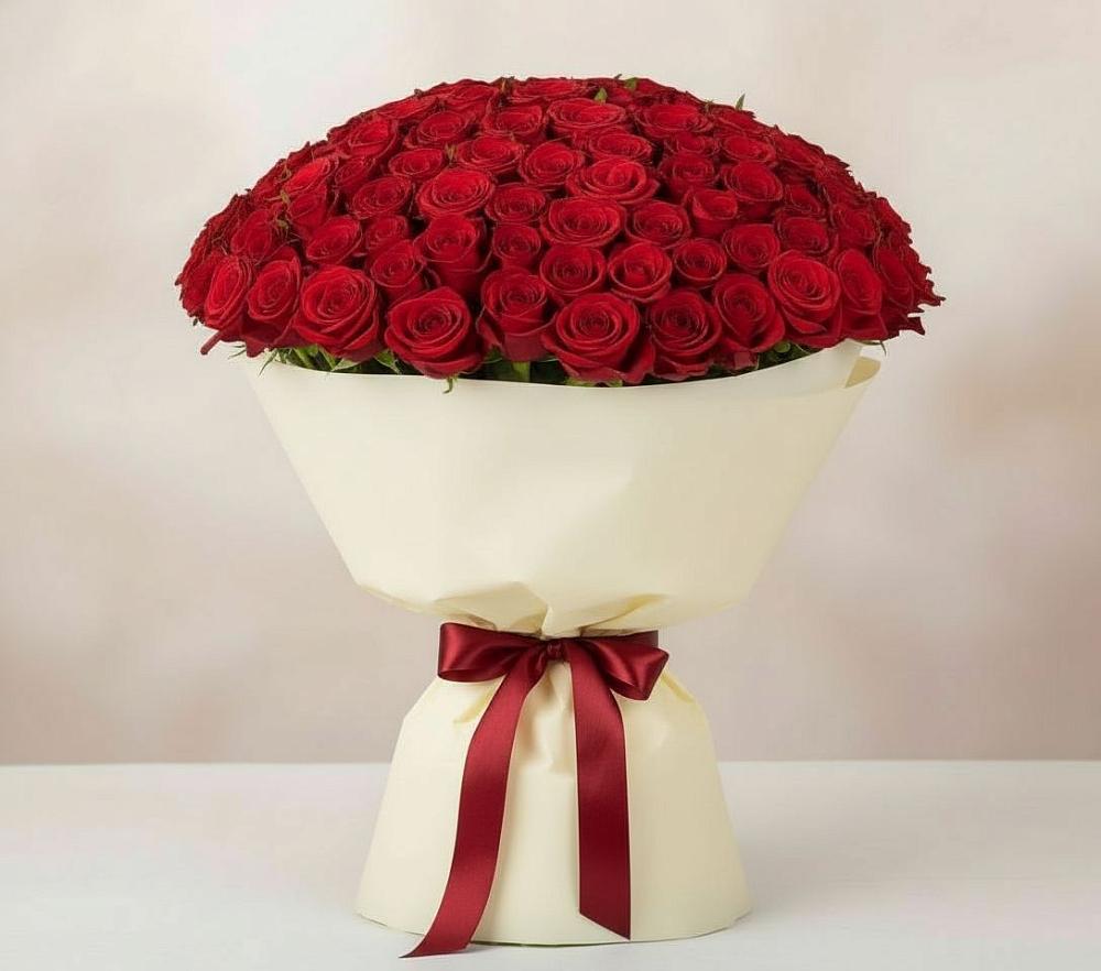 Букет 101 Красная роза Милано в Кыштовке