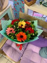 Букет цветов из:  Герберы, Хризантемы и Альстромерии #REPLACE_PRED# Кыштовке