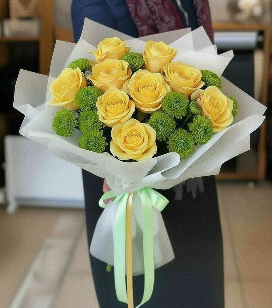 Букет цветов из: Хризантемы и Розы в Кыштовке