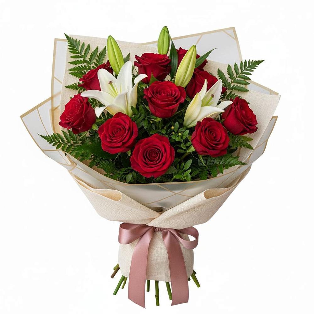 Букет цветов из: Лилии и Розы в Кыштовке