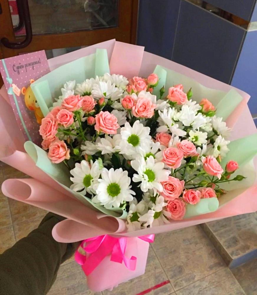 Букет цветов из: Розы и Хризантемы в Кыштовке