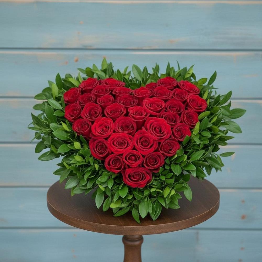 Цветочная композиция из Розы в виде сердца в Кыштовке