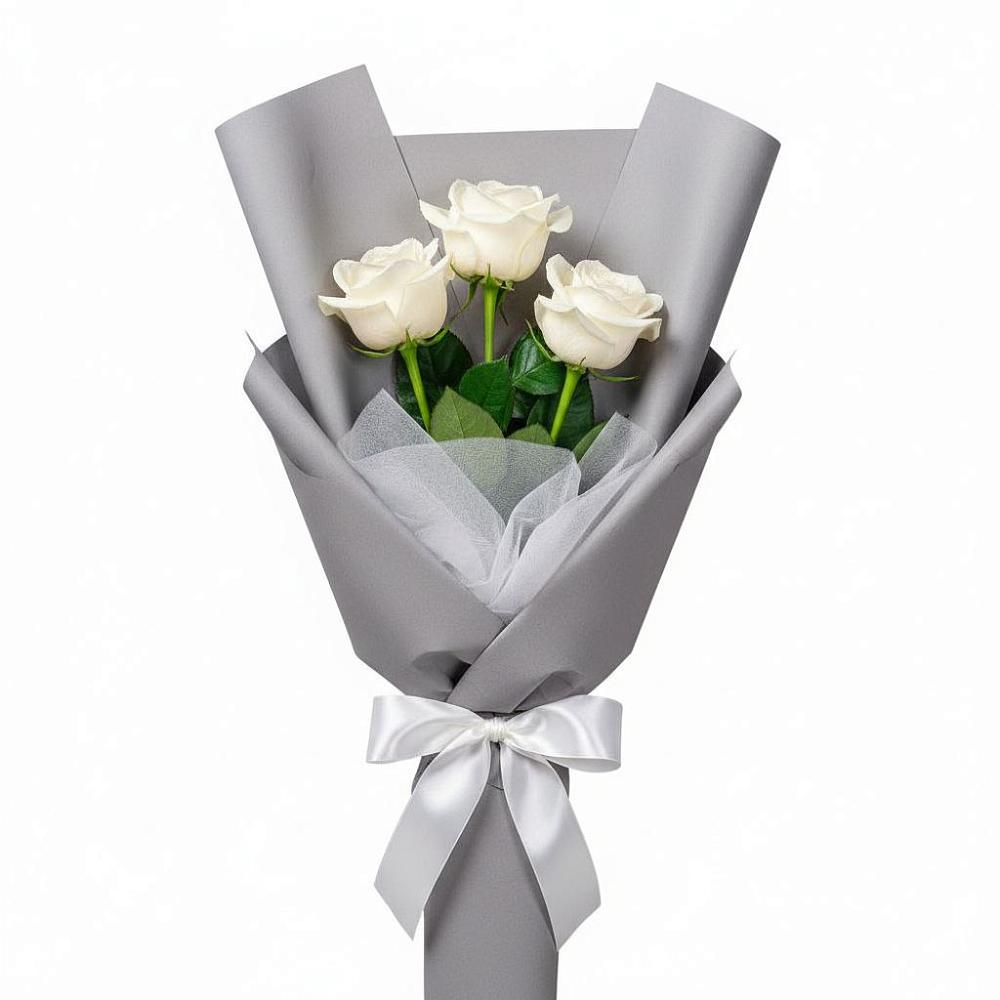 Букет 3 белые розы в Кыштовке