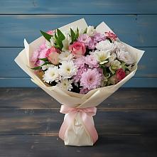 Букет цветов из:  Хризантемы, Альстромерии и Розы в Кыштовке