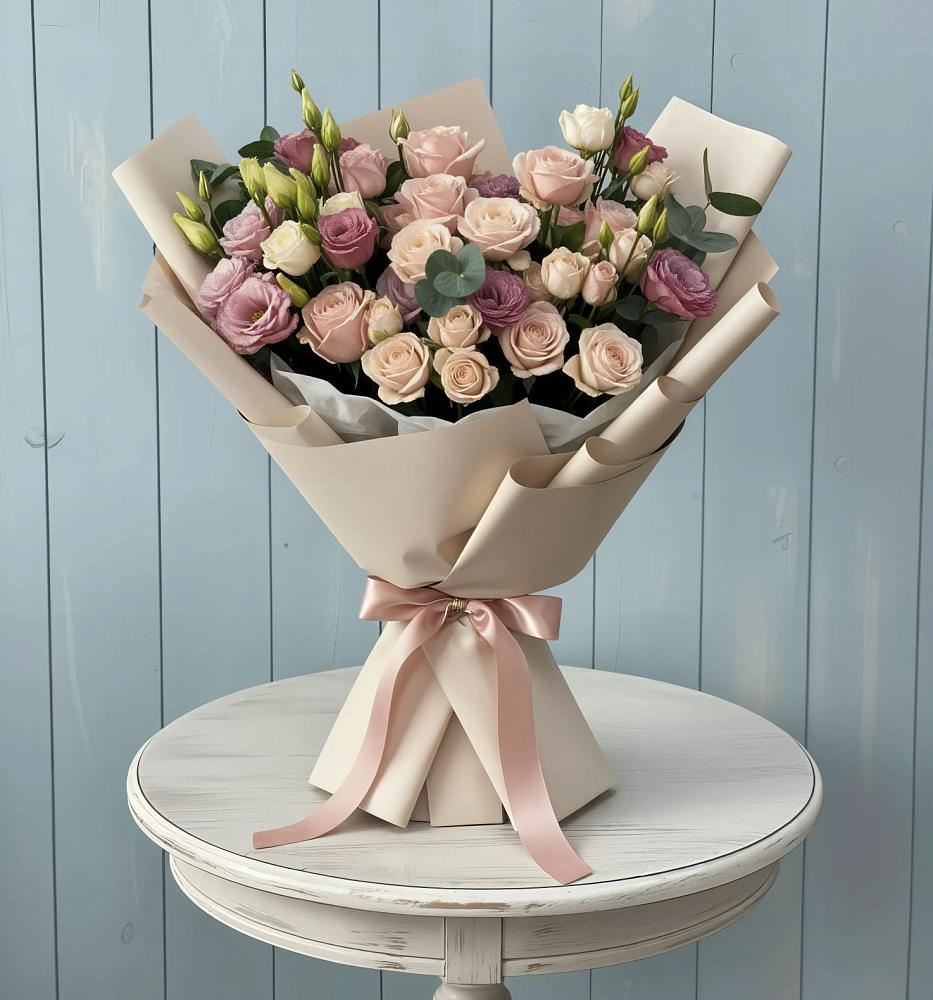 Букет цветов из: Розы и Лизиантусы в Кыштовке