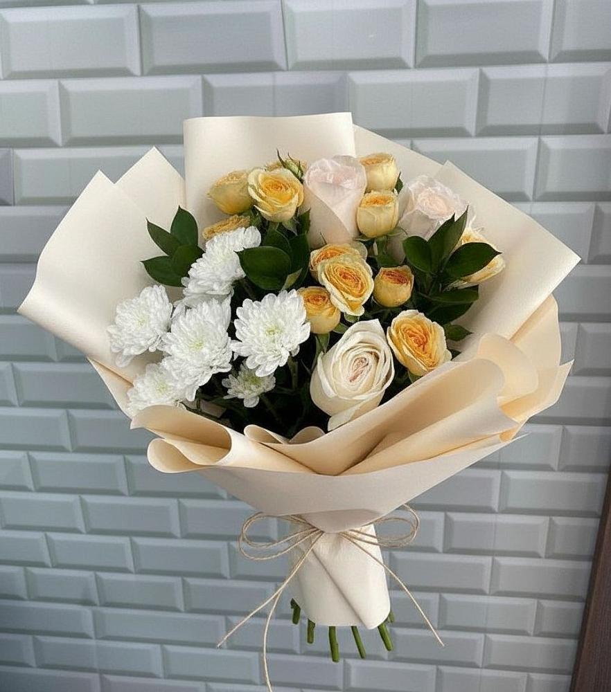 Букет цветов из: Розы и Хризантемы в Кыштовке