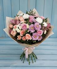 Букет цветов из:  Хризантемы, Розы и Альстромерии в Кыштовке