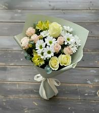 Букет цветов из:  Альстромерии, Розы и Хризантемы в Кыштовке