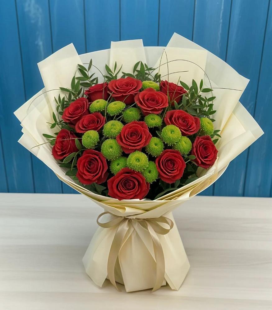 Букет цветов из: Розы и Хризантемы в Кыштовке