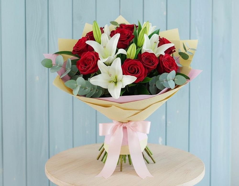 Букет цветов из: Лилии и Розы в Кыштовке